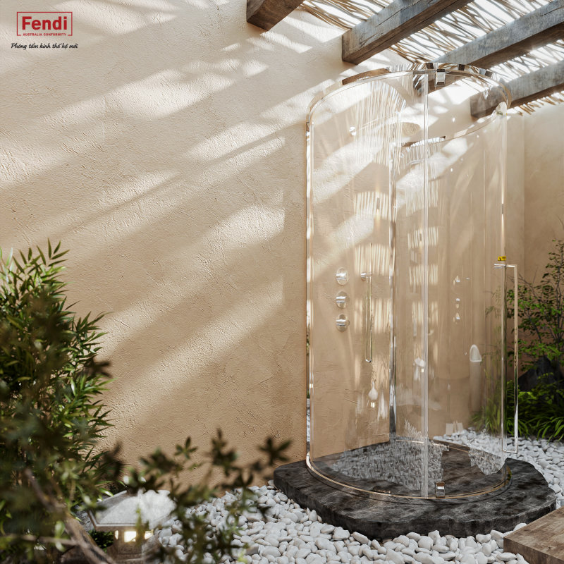 Phòng tắm kính cong Fendi Curvia cửa mở giúp tạo thuận lợi trong quá trình sử dụng 