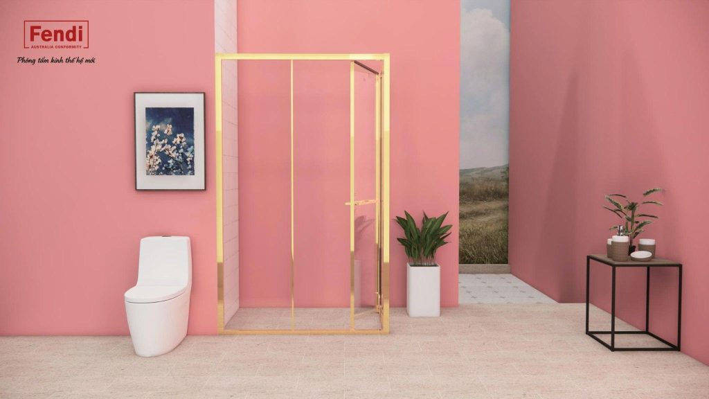 Fendi Mejestic Siling Door góc 90 độ Mirror Gold mang đến điểm nhấn đẳng cấp cho không gian phòng tắm hiện đại