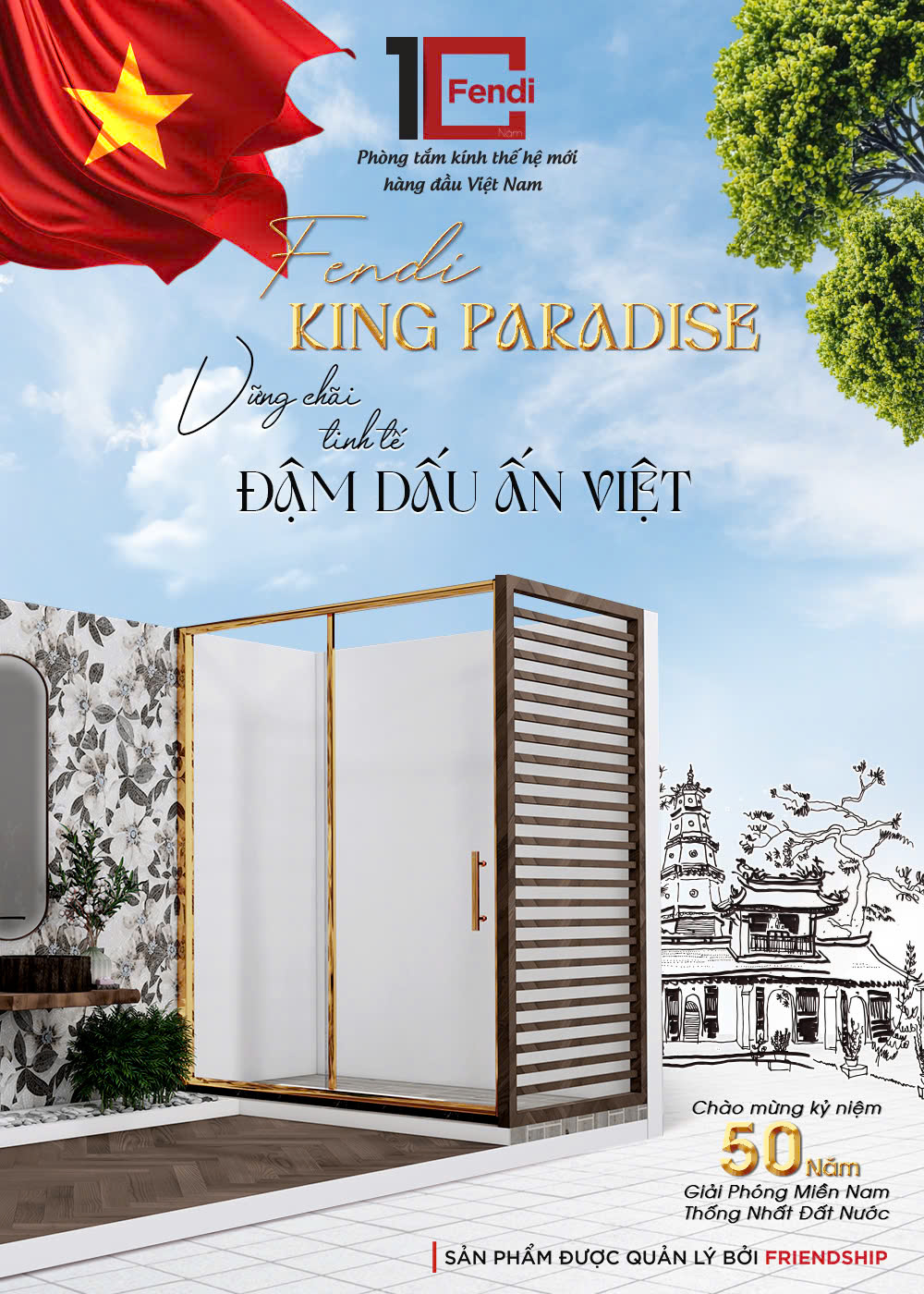Fendi là một trong những thương hiệu tiên phong ứng dụng chất liệu nhôm mạ Anod (Anode), giúp cabin tắm kính Fendi King Paradise chắc chắn vượt trội