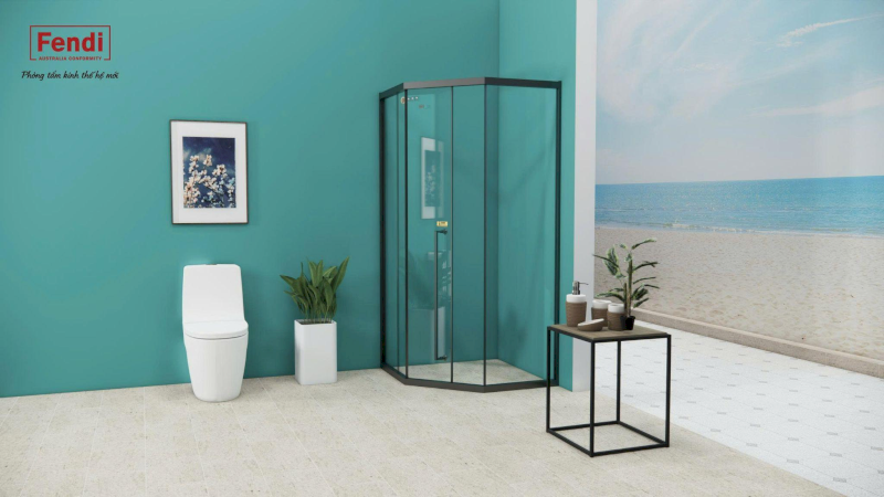 Góc Vát kết hợp hệ cửa trượt vận hành êm ái trên ray, tiết kiệm diện tích đóng mở