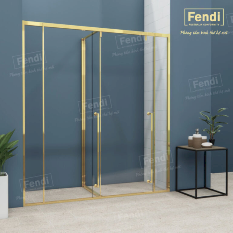 Mẫu phòng tắm kính Fendi Majestic Sliding Door FMST-1x5 màu Mirror Gold