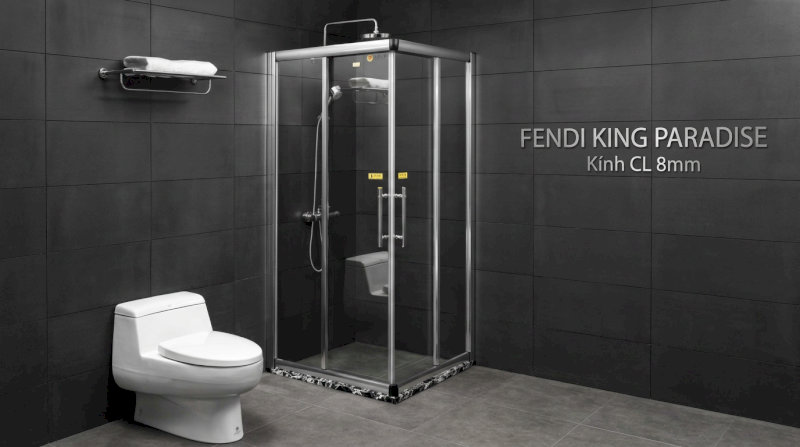 Mẫu phòng tắm kính Fendi King Paradise kính CL 8mm