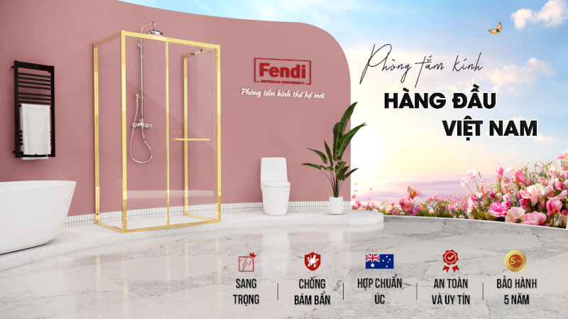 Phòng tắm kính hợp chuẩn Úc Fendi được đánh giá cao nhờ thiết kế hiện đại