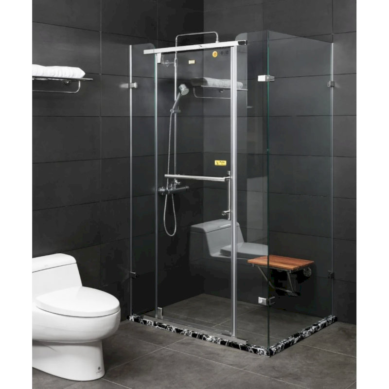 Mẫu cabin tắm đứng góc vuông Fendi Diamond Luxury FDG-2x4 màu Mirror Chrome