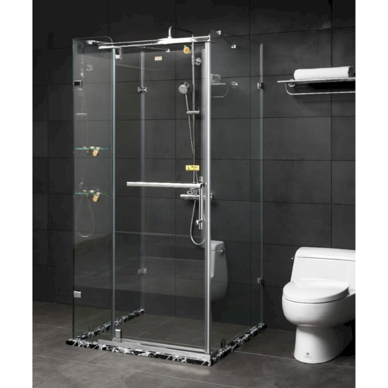 Mẫu cabin tắm đứng góc vát 135 Fendi Diamond Luxury FDV-1x3 màu Mirror Gold