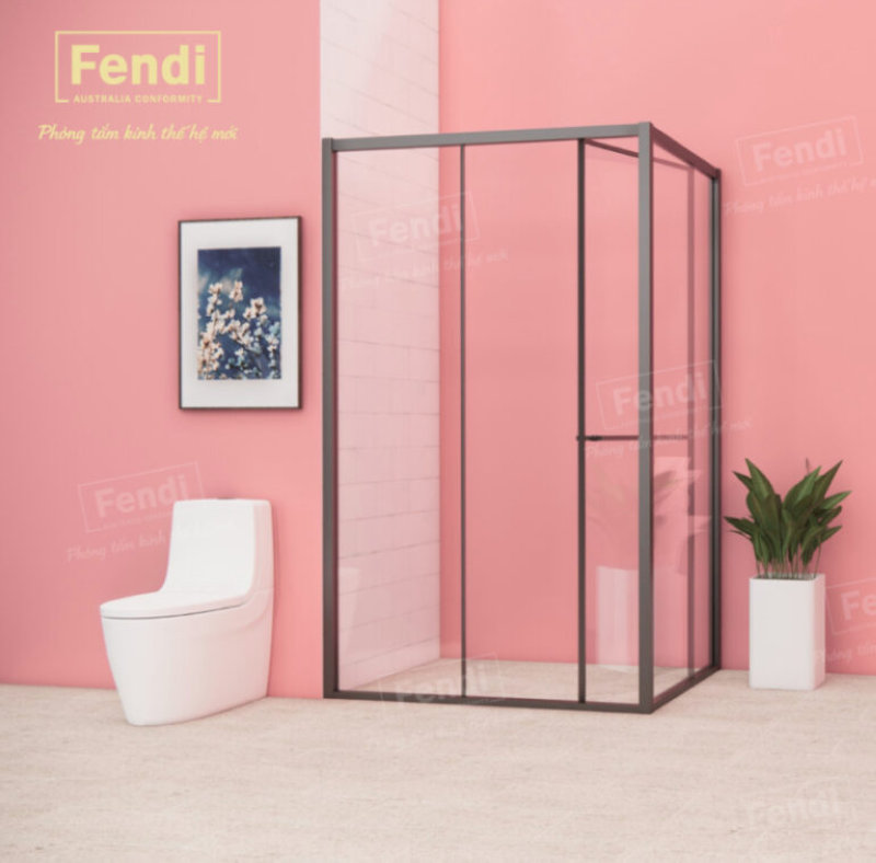 Mẫu cabin tắm đứng góc vuông Fendi Majestic Sliding Door FMSG-1x3 màu Brushed Grey