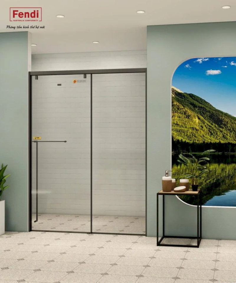 Mẫu cabin tắm đứng Fendi Majestic Sliding Door FMSP - 1x2 màu Matte Black