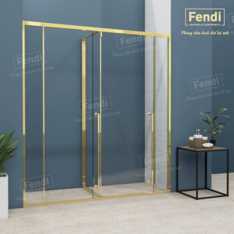 Mẫu cabin tắm đứng Fendi Majestic Sliding Door FMST-1x5 màu Mirror Gold