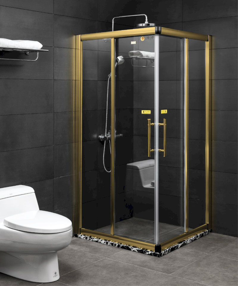 Mẫu cabin tắm đứng góc vuông Fendi King Paradise FKG-1x4 màu Anod Gold