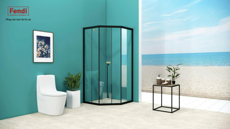 Tạo không gian thoáng và liền mạch bằng phòng tắm kính Fendi Majestic góc 180 độ 