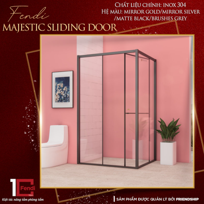 Phòng tắm kính Fendi Majestic Sliding Door